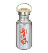 Traveller Trinkflasche silber mit Bambusdeckel