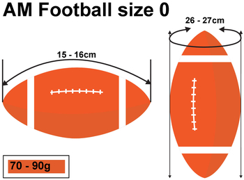 Größentabelle Mini American Football Größe 0