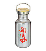 Traveller Trinkflasche silber mit Bambusdeckel