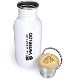 Traveller Trinkflasche weiß mit Bambusdeckel