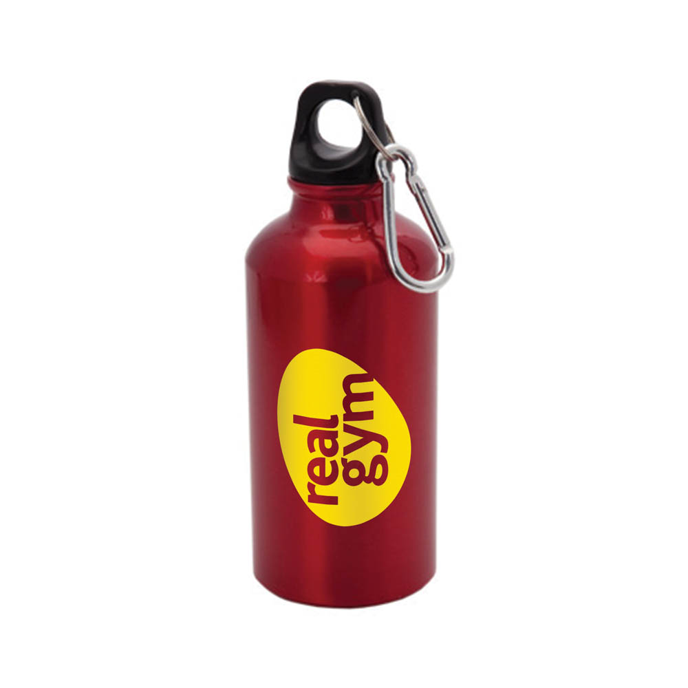 400ml Alu Trinkflaschen rot mit Karabinerhaken