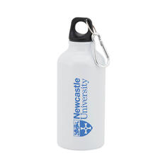 400ml Aluminium Trinkflaschen weiß mit Karabinerhaken